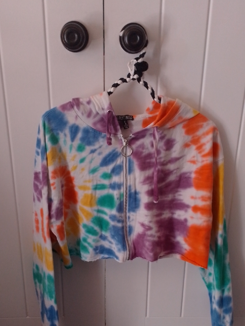 Current Mood Trippy Hippie Tie-dye Cropped Hoodie Rainbow 🌈✨ Oversized